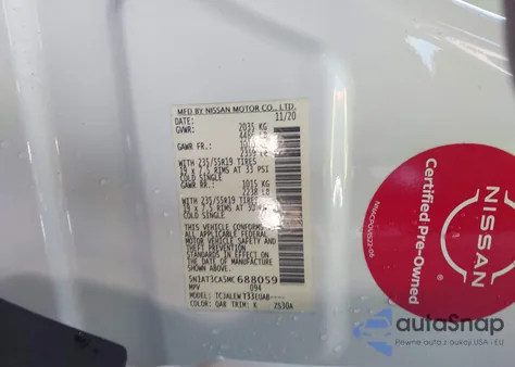 2021 Nissan Rogue Sl Fwd z USA, uszkodzony, nr VIN 5N1AT3CA5MC688059